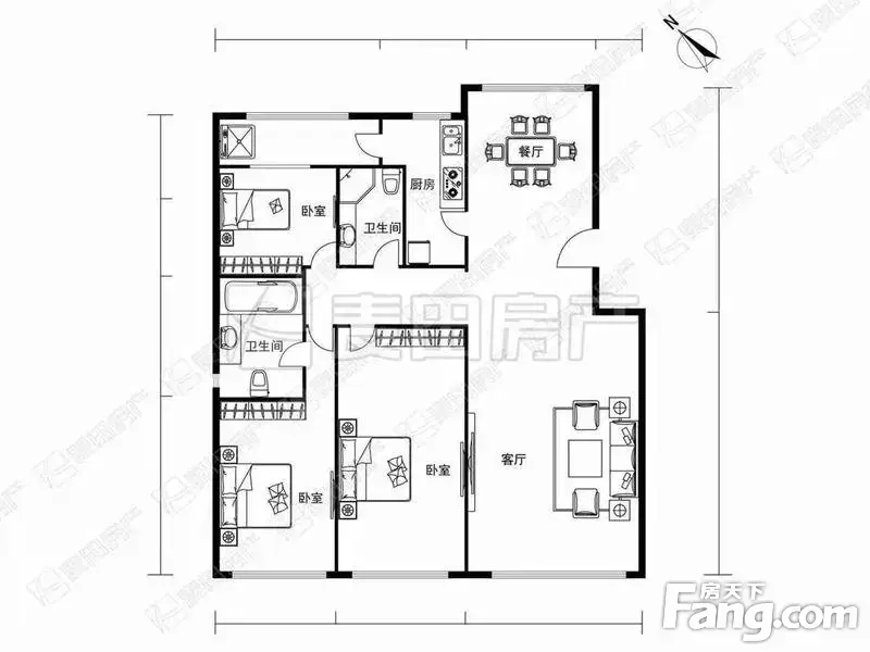 大西洋新城区 3室 132.33平 南北通透朝向 无浪费