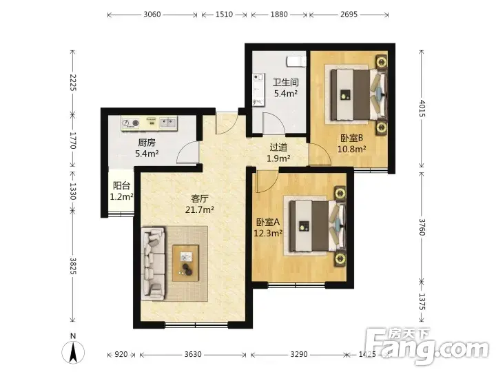 天兴家园 全南向采光充足两居 2016年房出售,北京丰台花乡天兴家园