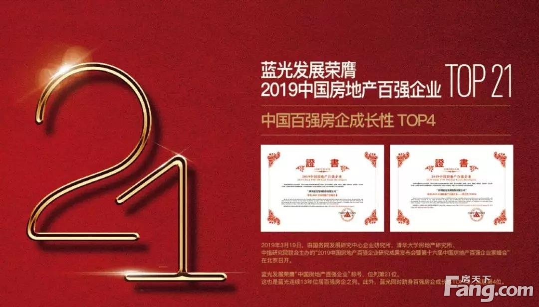 蓝光发展荣膺2019中国房地产百强企业