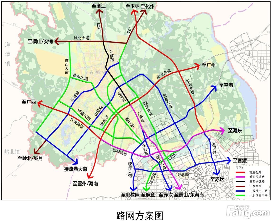 湛江大道超前规划:北延节点公示出炉 将在洋溢村东北侧建设互通立交