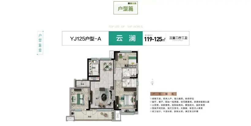 碧桂园德瑞·印象澜庭YJ125户型升级力作，惊艳绽放