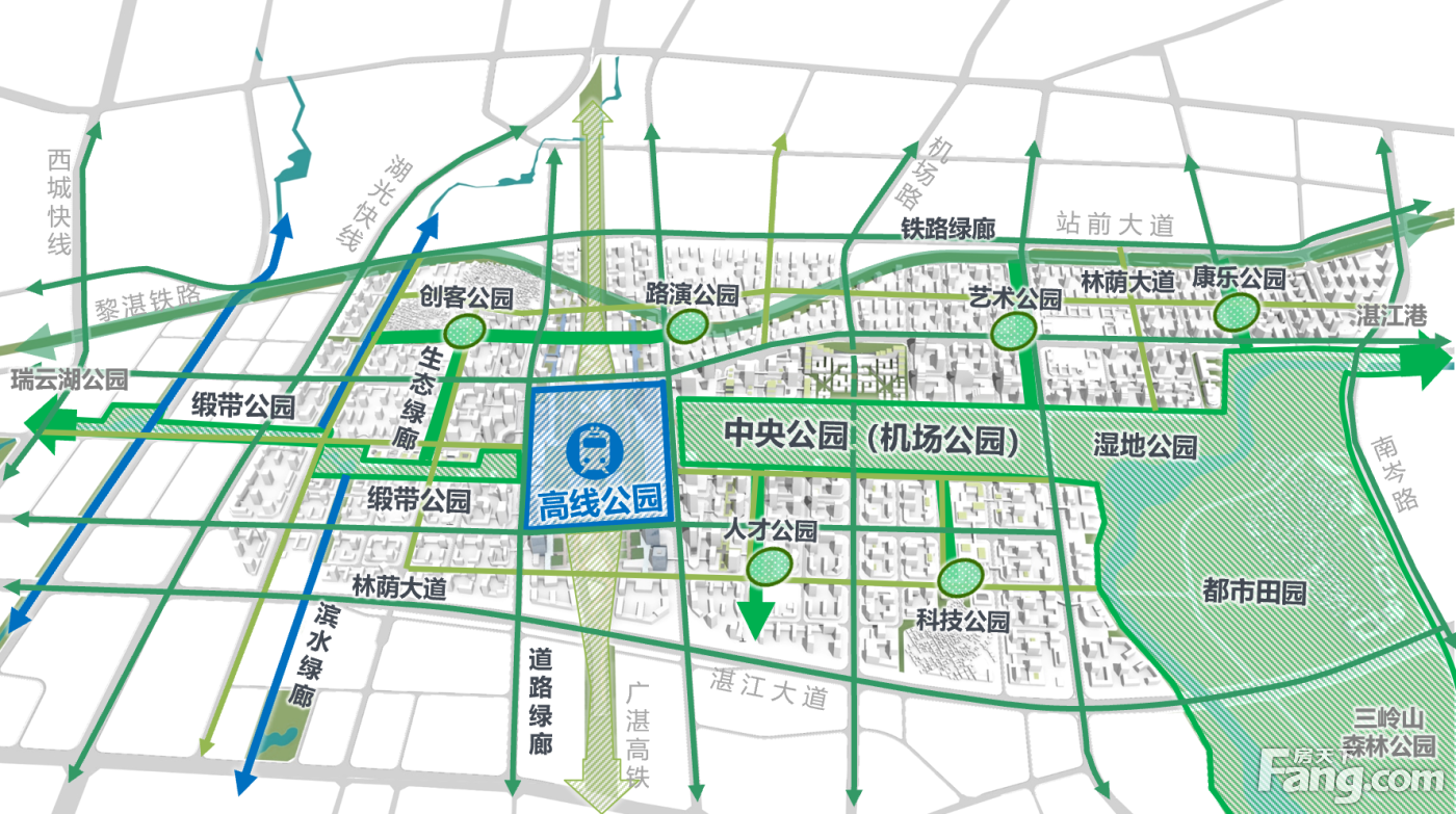 效果图曝光！广湛高铁湛江中心站（高铁北站）将形成串联城市的十字轴带