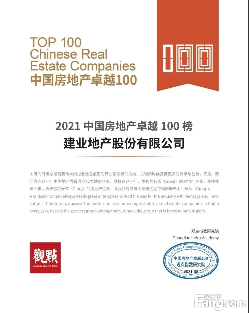 持续领跑︱建业地产登榜2021房企河南综合实力第1位和中国房企品牌价值第17位