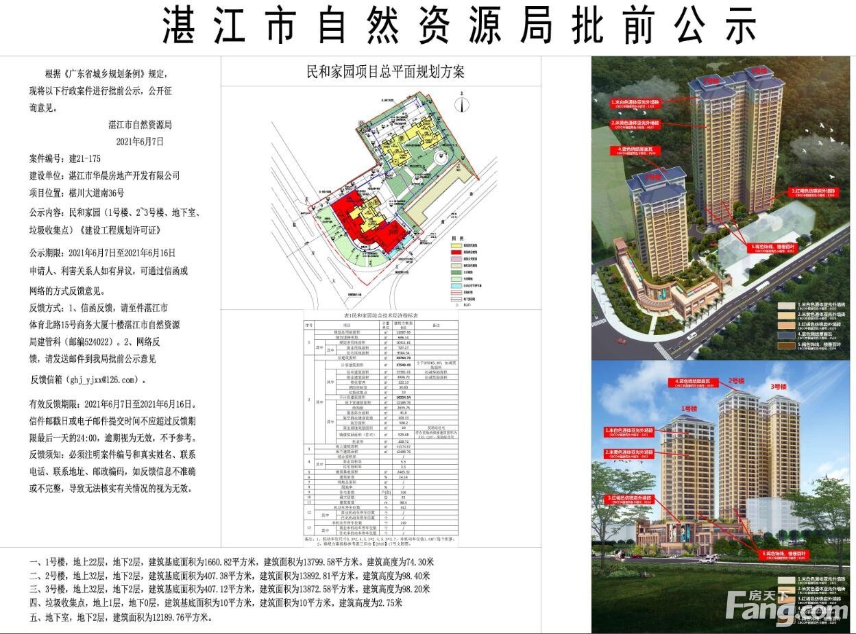 湛江霞山区新盘民和家园规划公示 效果图首次曝光