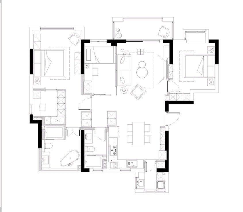 118平米三居室设计说明，8万元装修的现代风格有什么效果？-力高澜湖郡装修