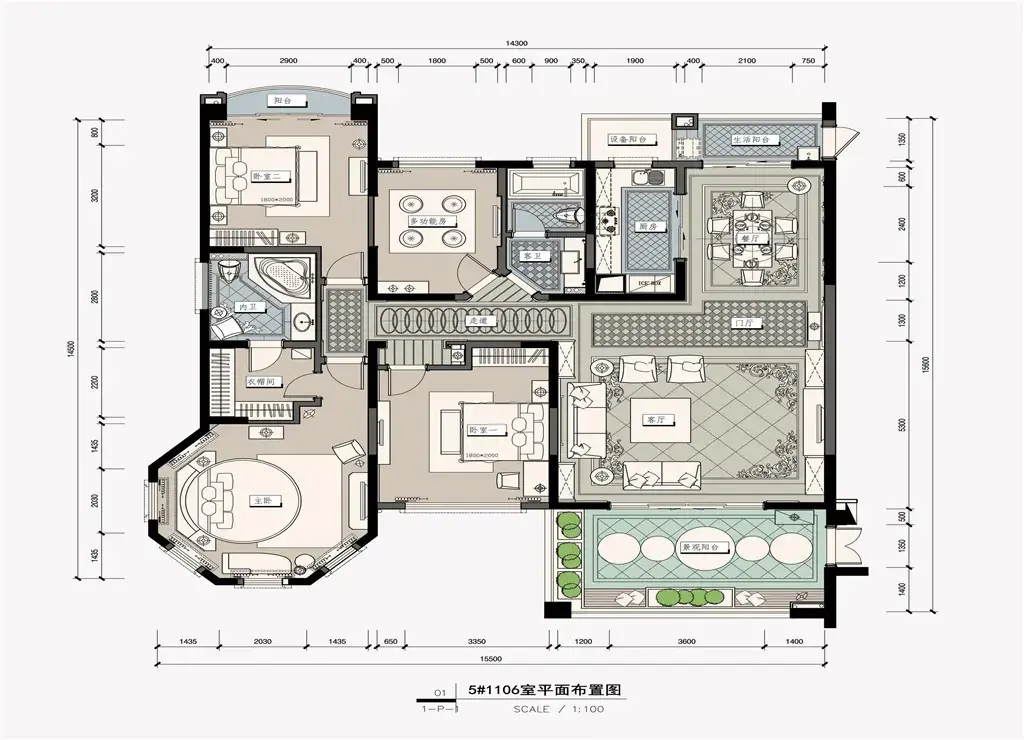 中海花湾壹号奢华欧式风格--平面家具布置图