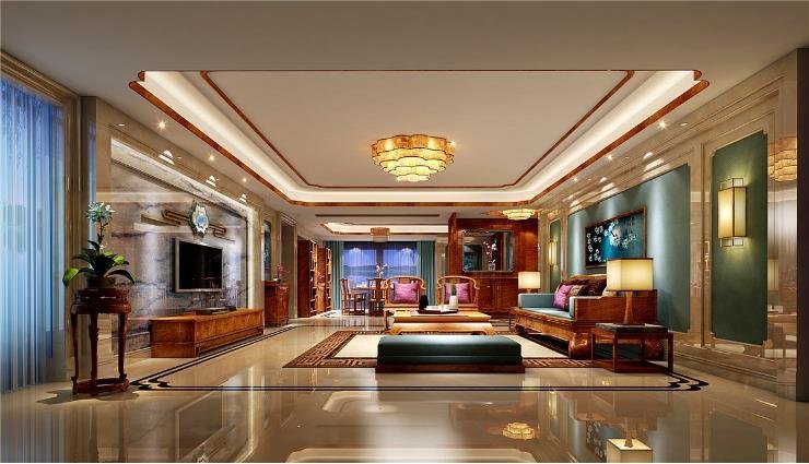 华亿红府实例，185平米的四居室，质感与时尚并存的中式风装修。