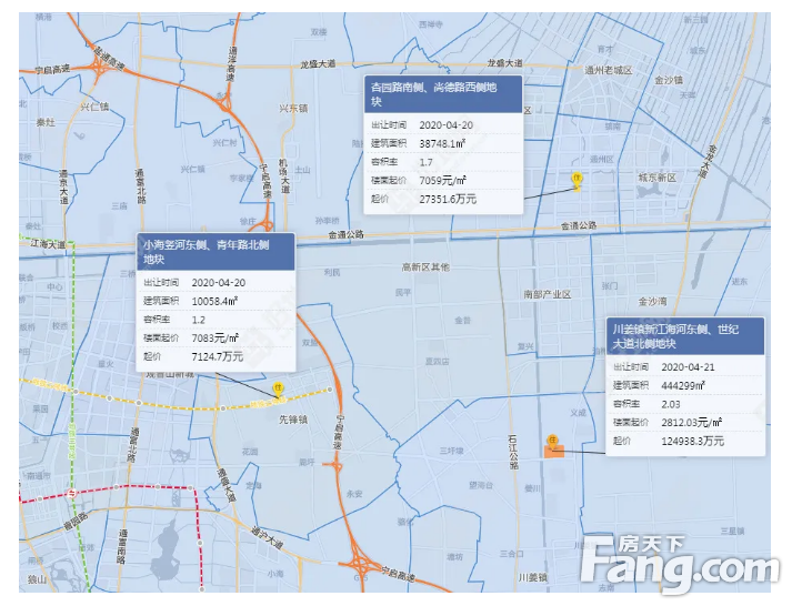 94亿元,涉及高新区,先锋镇,川姜镇,将于4月20日,4月21日分别出让.
