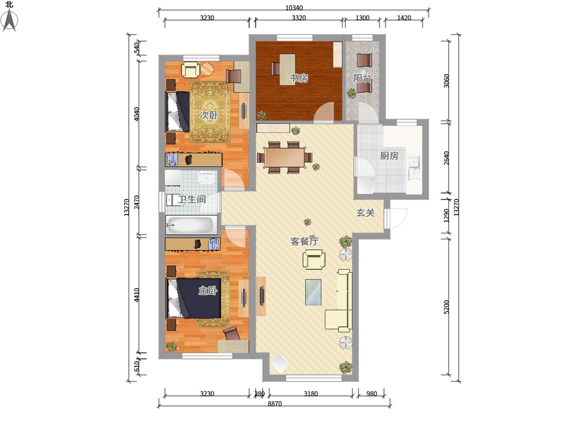 [仁道装饰]象博豪庭 简约 三室两厅 116平米 