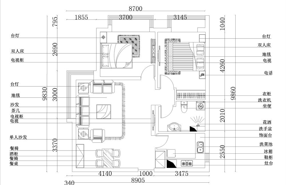 90.57平米，全包，中式风格的房子如何装修？-天津大悦城大悦公寓装修