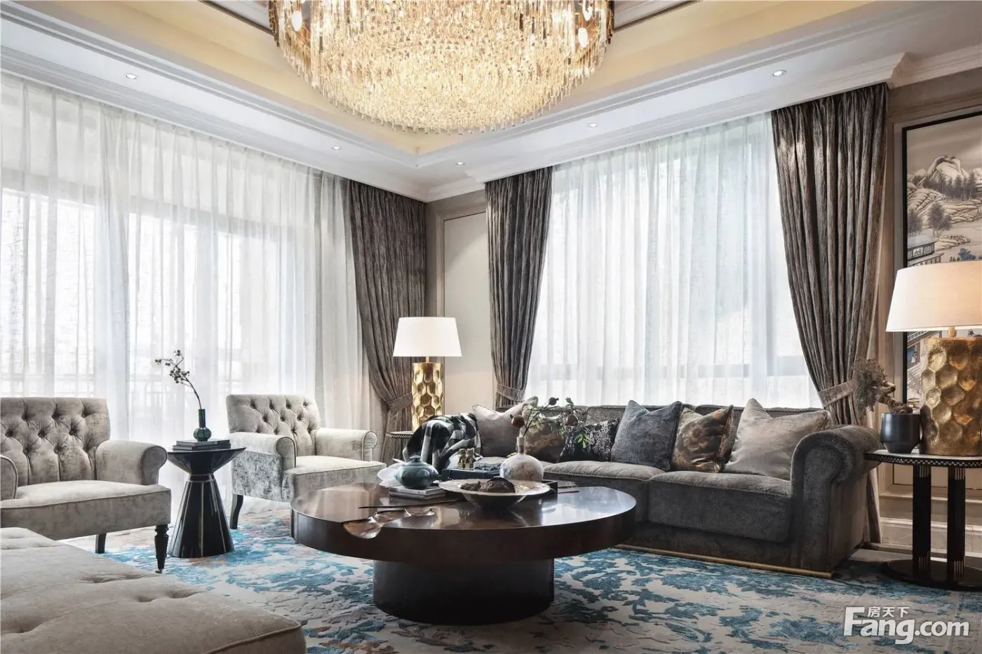 中式四居室300平米21.4万-东郊罗兰别墅装修案例-上海房天下家居装修