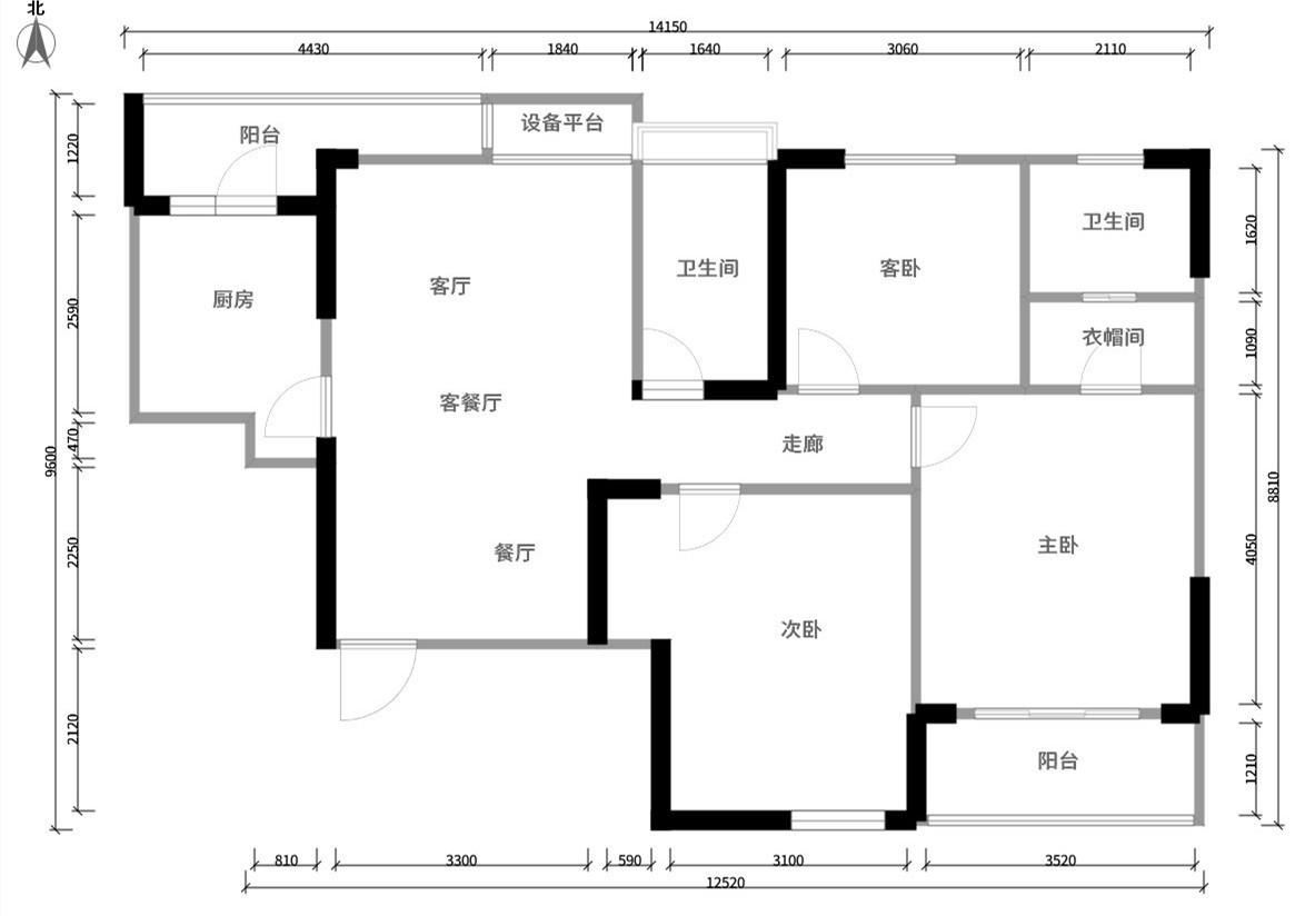 赛达国际三室两厅 114平米欧式混搭装修