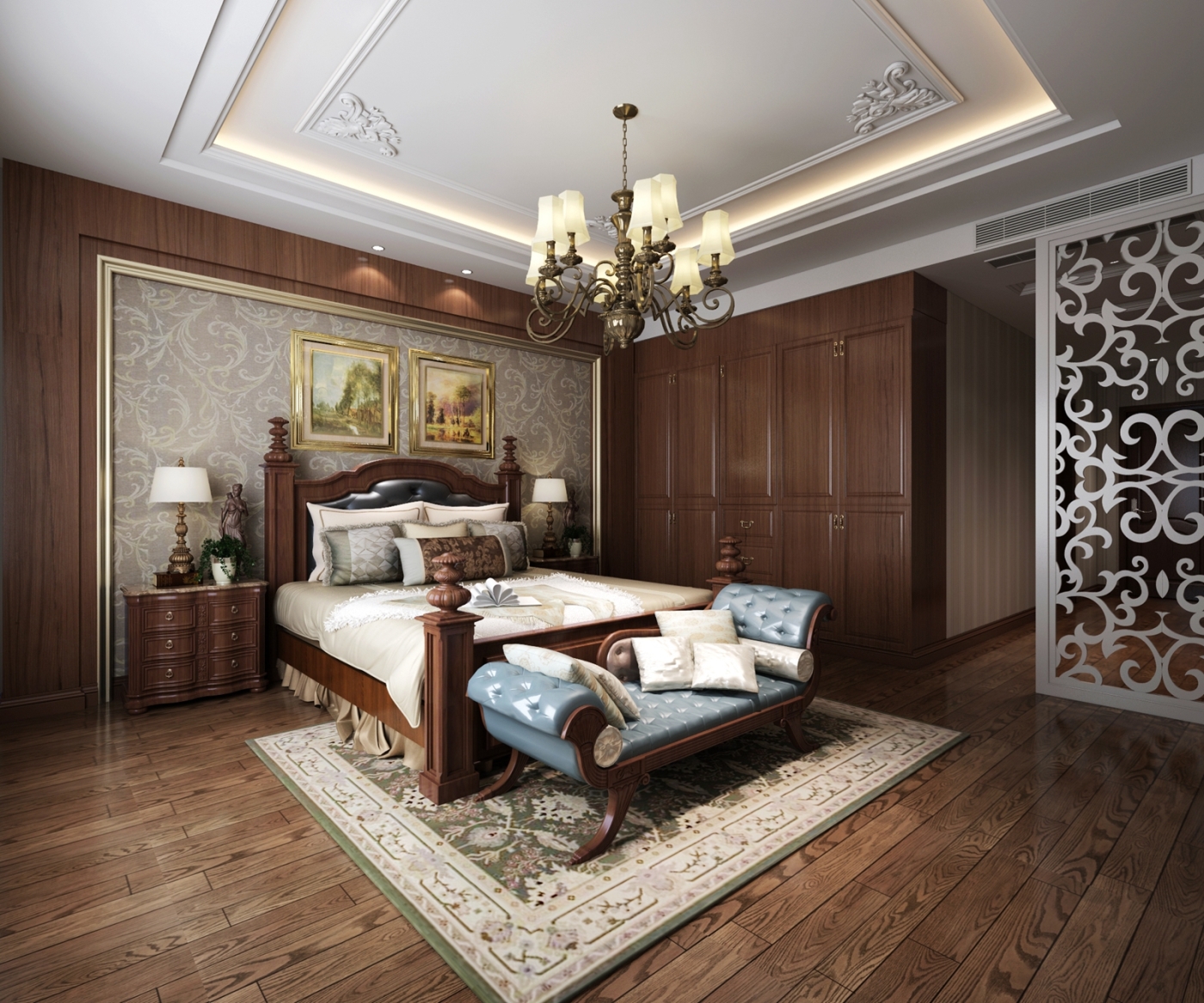 金色森林别墅实例，580平米的六居室，质感与时尚并存的欧式风装修。